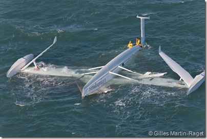 21/12/2008 The Hydroptere just after its capsize when trying to beat the overall sailing speed record