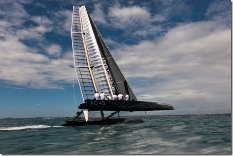 AC45 1st sail [Gilles Martin-Raget  www.americascup.com]